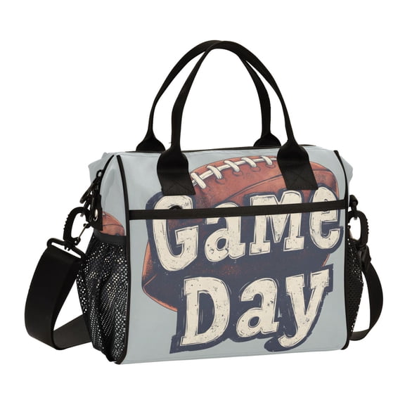 FORMRS Insulated Lunch Bag Unisex Large Capacity with Shoulder Strap, Gray Game Day