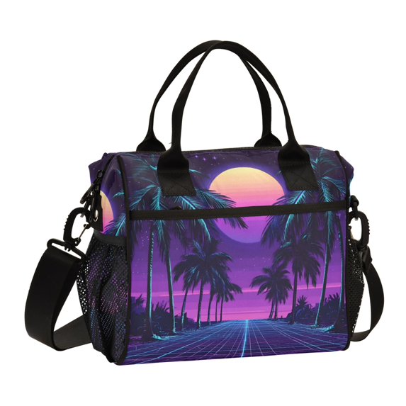 FORMRS Insulated Lunch Bag for Work School Unisex Large Capacity Cooler with Shoulder Strap, Green Digital Art