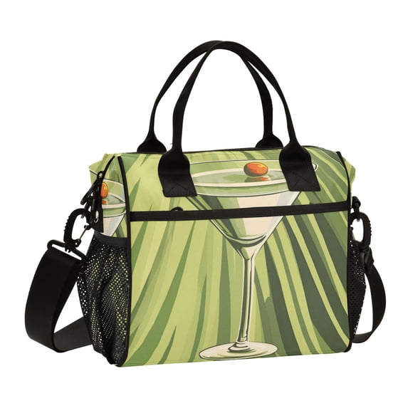 FORMRS Insulated Lunch Bag for Work School Unisex Large Capacity Cooler with Shoulder Strap, Light Green Martini
