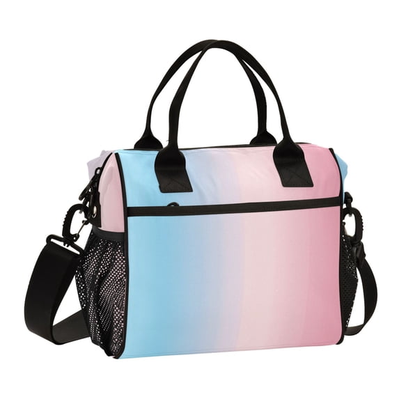 FORMRS Insulated Lunch Bag for Work School Unisex Large Capacity Cooler with Shoulder Strap, Light Pink Gradient