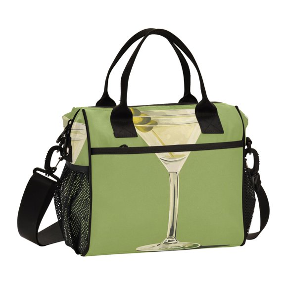 FORMRS Insulated Lunch Bag for Work School Unisex Large Capacity Cooler with Shoulder Strap, Martini with Olive