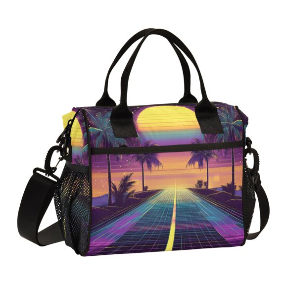 FORMRS Insulated Lunch Bag Unisex Large Capacity with Shoulder Strap, Neon Road