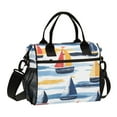 thumbnail image 1 of FORMRS Insulated Lunch Bag Unisex Large Capacity with Shoulder Strap, Orange Hand Drawn Sailboats, 1 of 6