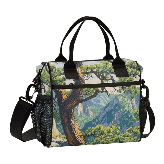 FORMRS Insulated Lunch Bag for Work School Unisex Large Capacity Cooler with Shoulder Strap, Pine Tree