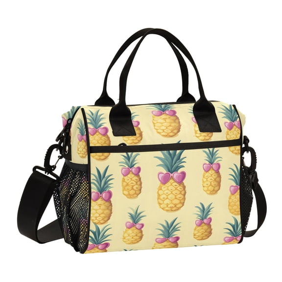 FORMRS Insulated Lunch Bag for Work School Unisex Large Capacity Cooler with Shoulder Strap, Pineapple Love
