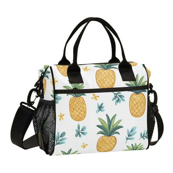 FORMRS Insulated Lunch Bag Unisex Large Capacity with Shoulder Strap, Pineapple