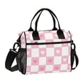 thumbnail image 1 of FORMRS Insulated Lunch Bag Unisex Large Capacity with Shoulder Strap, Pink Checkered Heart, 1 of 6