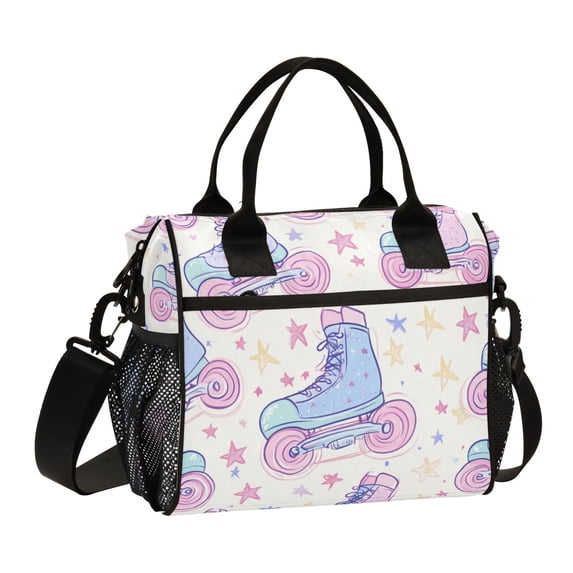 FORMRS Insulated Lunch Bag Unisex Large Capacity with Shoulder Strap, Pink Skates