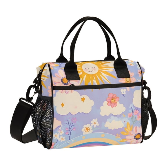 FORMRS Insulated Lunch Bag for Work School Unisex Large Capacity Cooler with Shoulder Strap, Purple Clouds