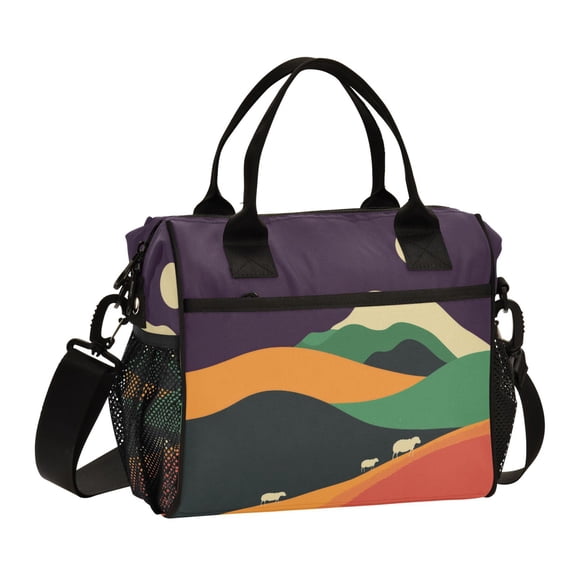 FORMRS Insulated Lunch Bag Unisex Large Capacity with Shoulder Strap, Purple Mountain