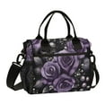 thumbnail image 1 of FORMRS Insulated Lunch Bag Unisex Large Capacity with Shoulder Strap, Purple Roses, 1 of 6