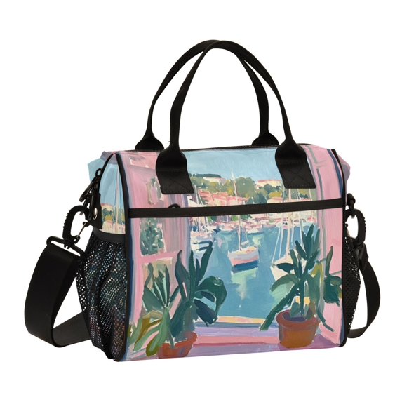 FORMRS Insulated Lunch Bag for Work School Unisex Large Capacity Cooler with Shoulder Strap, Sea Boat