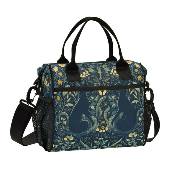 FORMRS Insulated Lunch Bag Unisex Large Capacity with Shoulder Strap, Shadowy Forest Pattern