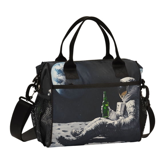 FORMRS Insulated Lunch Bag for Work School Unisex Large Capacity Cooler with Shoulder Strap, Sitting on The Moon