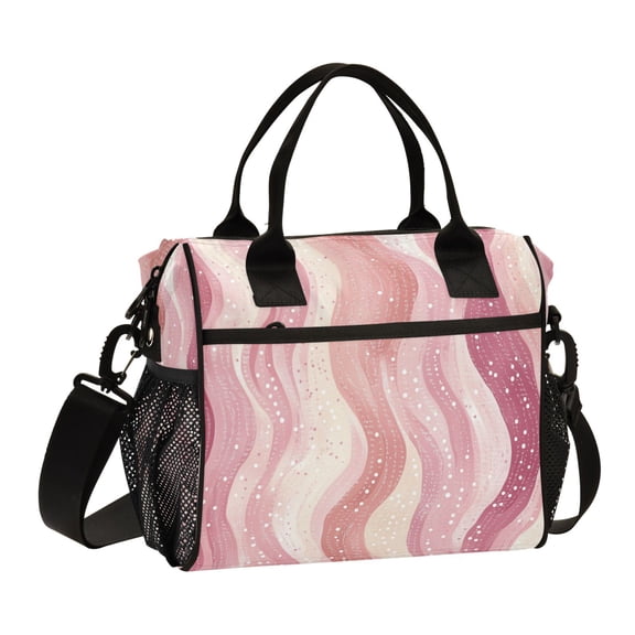 FORMRS Insulated Lunch Bag for Work School Unisex Large Capacity Cooler with Shoulder Strap, Soft Brown Pattern