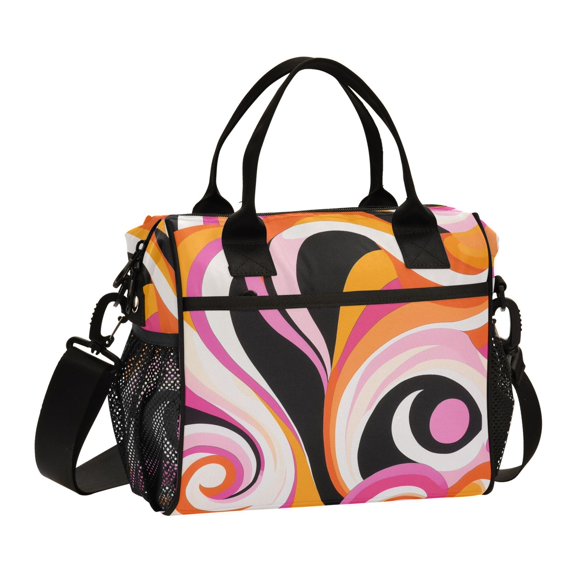 FORMRS Insulated Lunch Bag for Work School Unisex Large Capacity Cooler with Shoulder Strap, Swirling Circles