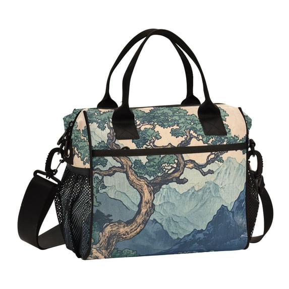 FORMRS Insulated Lunch Bag for Work School Unisex Large Capacity Cooler with Shoulder Strap, Tree in The Mountains