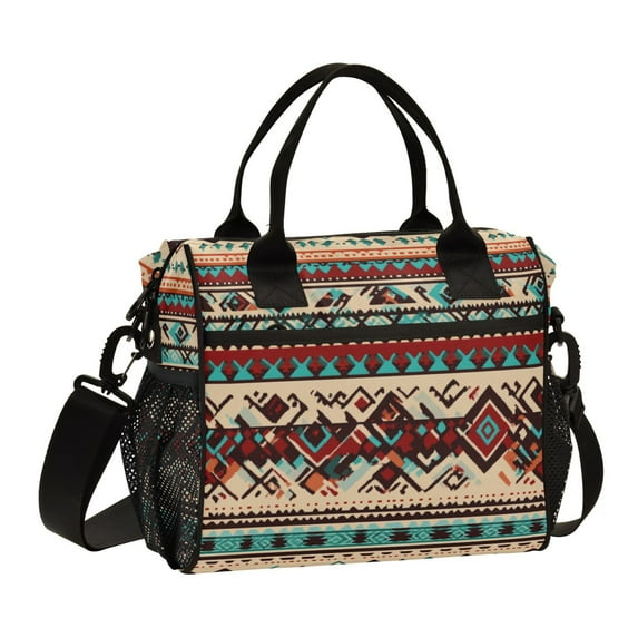 FORMRS Insulated Lunch Bag Unisex Large Capacity with Shoulder Strap, Tribal Art