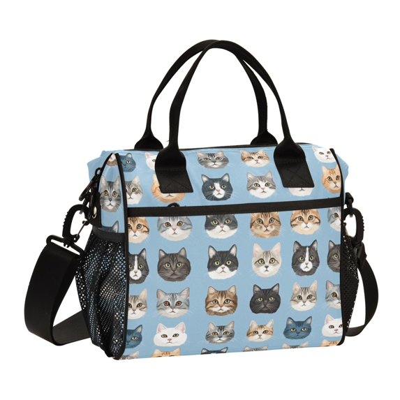 FORMRS Insulated Lunch Bag for Work School Unisex Large Capacity Cooler with Shoulder Strap, Vibrant Cute Cat