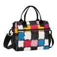 thumbnail image 1 of FORMRS Insulated Lunch Bag for Work School Unisex Large Capacity Cooler with Shoulder Strap, White Checkered Pattern, 1 of 6