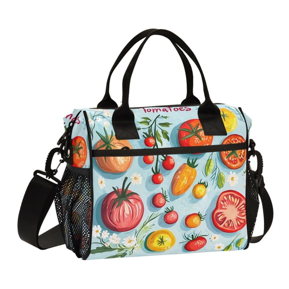 FORMRS Insulated Lunch Bag for Work School Unisex Large Capacity Cooler with Shoulder Strap, Yellow Tomatoes