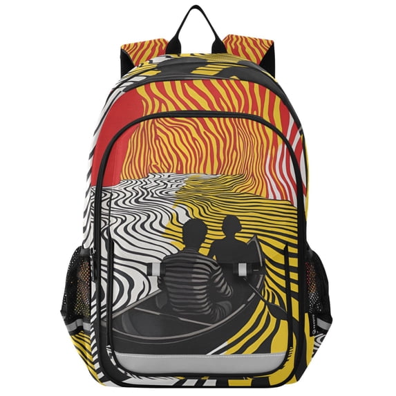 FORMRS Unisex School Backpack 17" Student Travel Bag with Laptop Compartment, Abstract Boat