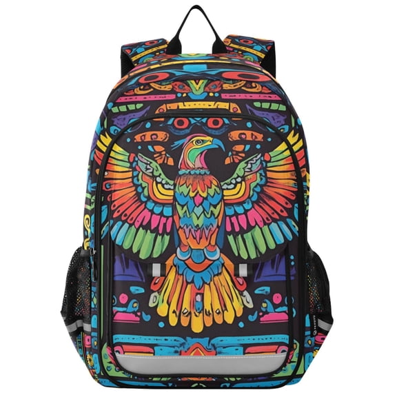 FORMRS Unisex School Backpack 17" Student Travel Bag with Laptop Compartment, Abstract Eagle