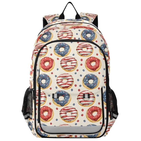FORMRS Unisex School Backpack 17" Student Travel Bag with Laptop Compartment, American Donut Pattern
