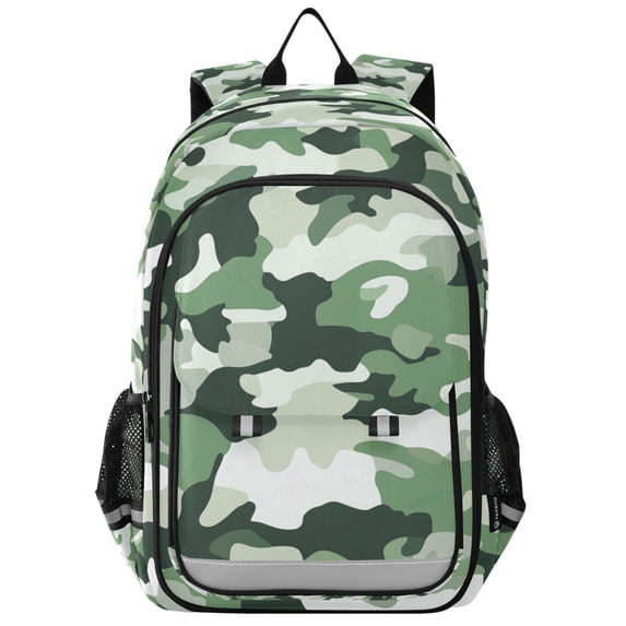 FORMRS School Backpack 17" Student Travel Bag with Laptop Compartment, Army Green Camouflage Pattern