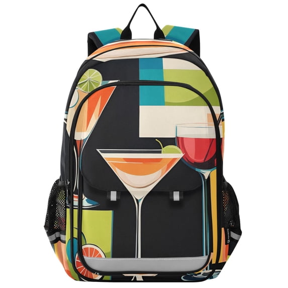 FORMRS Unisex School Backpack 17" Student Travel Bag with Laptop Compartment, Art Cocktails