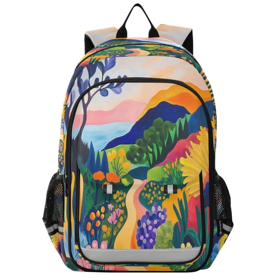 FORMRS Unisex School Backpack 17" Student Travel Bag with Laptop Compartment, Art Path