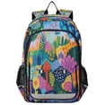thumbnail image 1 of FORMRS Unisex School Backpack 17" Student Travel Bag with Laptop Compartment, Art Plants, 1 of 7
