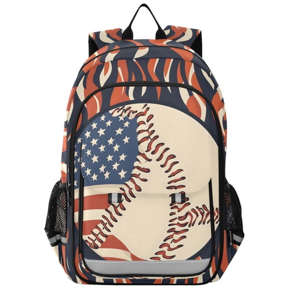 FORMRS Unisex School Backpack 17" Student Travel Bag with Laptop Compartment, Baseball Pattern