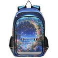 thumbnail image 1 of FORMRS Unisex School Backpack 17" Student Travel Bag with Laptop Compartment, Beautiful Floral Moon, 1 of 7