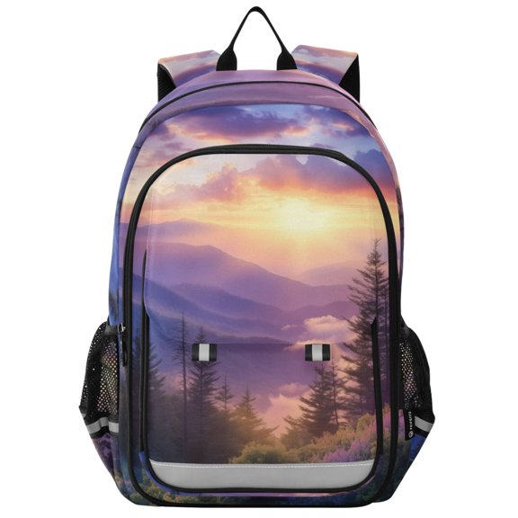 FORMRS Unisex School Backpack 17" Student Travel Bag with Laptop Compartment, Beautiful Mountain