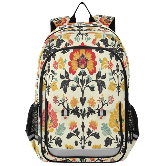 FORMRS Unisex School Backpack 17" Student Travel Bag with Laptop Compartment, Beige Floral