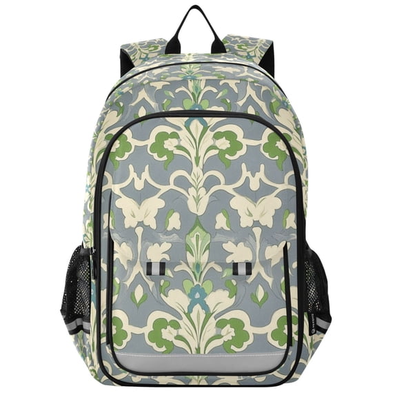 FORMRS Unisex School Backpack 17" Student Travel Bag with Laptop Compartment, Beige Floral