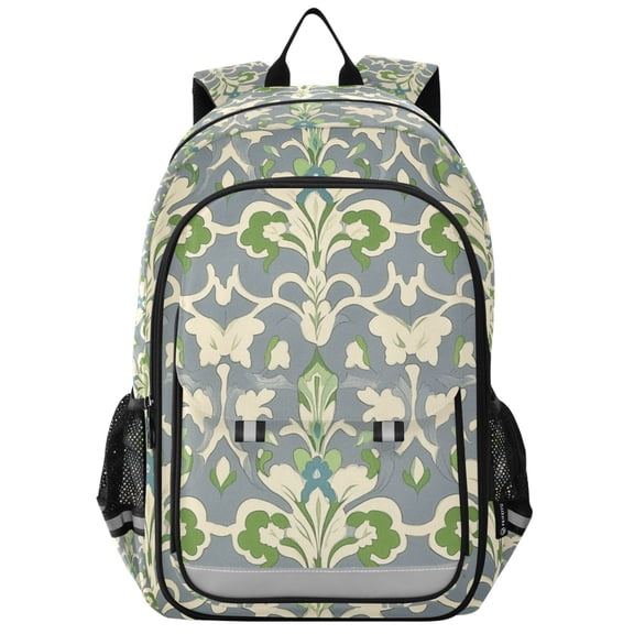 FORMRS School Backpack 17" Student Travel Bag with Laptop Compartment, Beige Floral