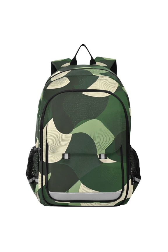 School Backpack 17" Student Travel Bag with Laptop Compartment, Black Abstract