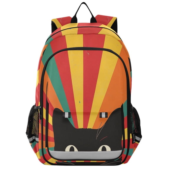 FORMRS Unisex School Backpack 17" Student Travel Bag with Laptop Compartment, Black Cat