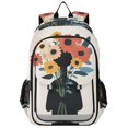 thumbnail image 1 of FORMRS School Backpack 17" Student Travel Bag with Laptop Compartment, Black Flowers, 1 of 7