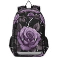 thumbnail image 1 of FORMRS Unisex School Backpack 17" Student Travel Bag with Laptop Compartment, Black Roses, 1 of 7