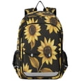 thumbnail image 1 of FORMRS School Backpack 17" Student Travel Bag with Laptop Compartment, Black Sunflower Pattern, 1 of 7