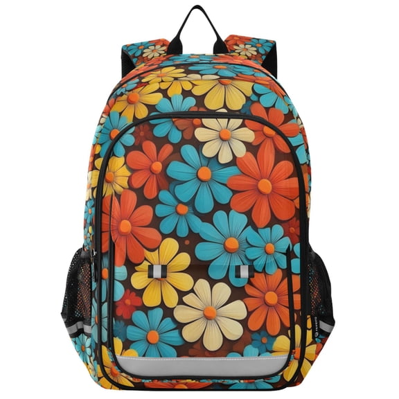 FORMRS School Backpack 17" Student Travel Bag with Laptop Compartment, Blooming Flowers