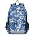 thumbnail image 1 of FORMRS Unisex School Backpack 17" Student Travel Bag with Laptop Compartment, Blue Garden Pattern, 1 of 7