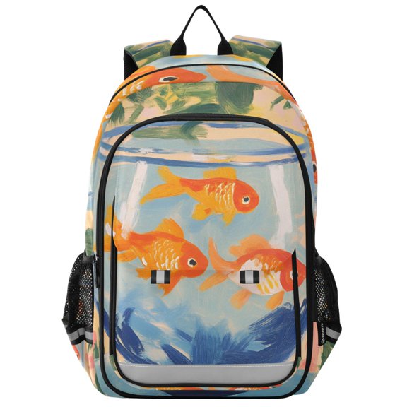 FORMRS School Backpack 17" Student Travel Bag with Laptop Compartment, Blue Goldfish Bowl