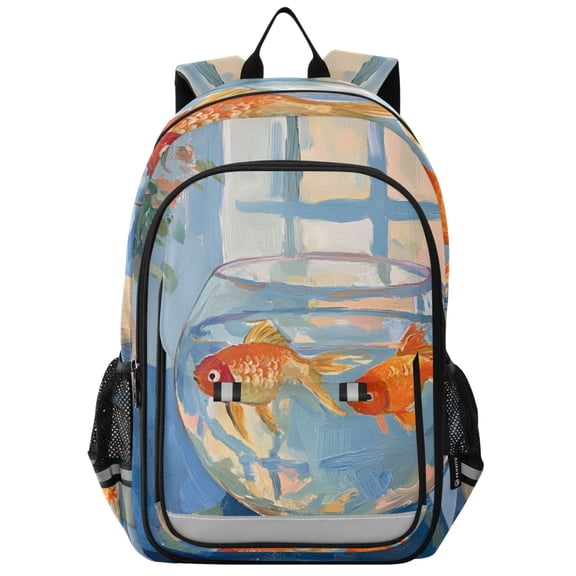 FORMRS School Backpack 17" Student Travel Bag with Laptop Compartment, Blue Goldfish