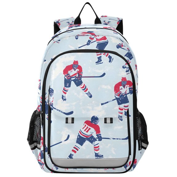 FORMRS School Backpack 17" Student Travel Bag with Laptop Compartment, Blue Ice Hockey