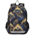 thumbnail image 1 of FORMRS Unisex School Backpack 17" Student Travel Bag with Laptop Compartment, Blue Peacock Feathers Pattern, 1 of 7