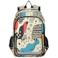 thumbnail image 1 of FORMRS Unisex School Backpack 17" Student Travel Bag with Laptop Compartment, Blue Retro Print, 1 of 7